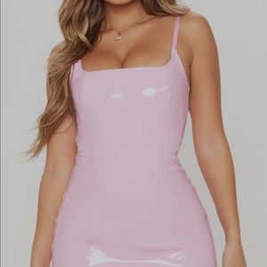 Baby Pink PU Bodycon Dress